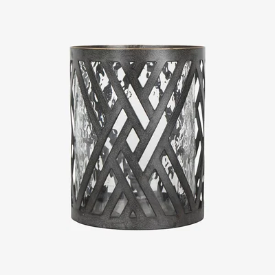 Olivia's Libra Calm Neutral Collection - Earlstone Lattice Circular Hurricane in Gilded Oak Wood Finish / Large