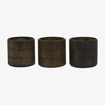 Olivia's Olivia's Set of 3 Grace Glass Tealight Holders in Gold Mosaic