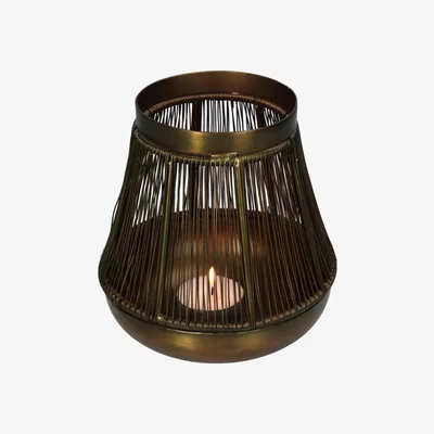 Olivia's Libra Interiors Candle Holder in Iron Bronze / Small