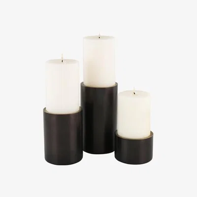 Olivia's Liang & Eimil Curtis Set of 3 Brushed Brass and Black Candle Holder