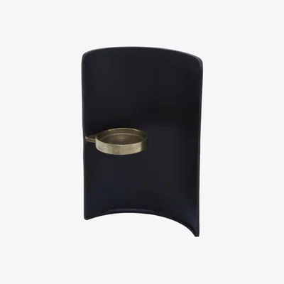 Olivia's Olivia's Black And Gold Round Dimpled Candle Holder