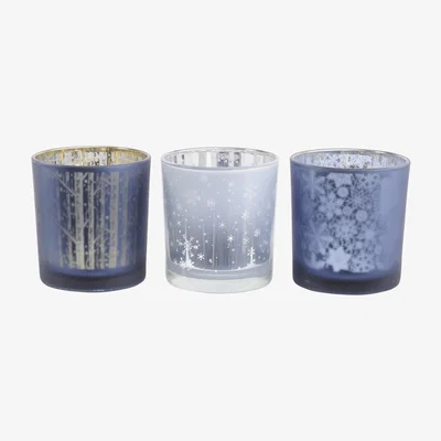 Olivia's Libra Festive Set Of 3 Tealight Holders Blue