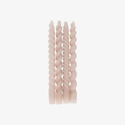 Olivia's Libra Luxurious Glamour Collection - Set of 4 Twisted Dinner Candles in Pink
