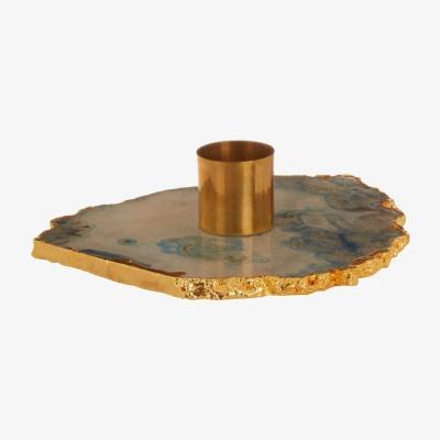 Olivia's Olivia's Ava Candle Holder Blue and Gold | Outlet / Blue