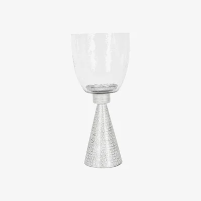 Olivia's Libra Calm Neutral Collection - Sandbanks Iron and Hammered Glass Table Hurricane in Chalk White / Small