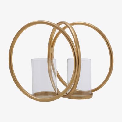 Olivia's Olivia's Abi Medium Double Gold And Clear Candle Holder