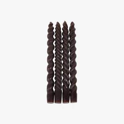 Olivia's Libra Calm Neutral Collection - Set of 4 Twisted Dinner Candles in Brown