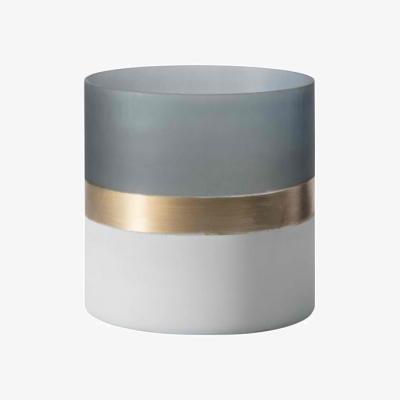 Olivia's Gallery Interiors Set of 2 Candle Holder Votive / White/Grey/Gold / Small, Buxted Frosted