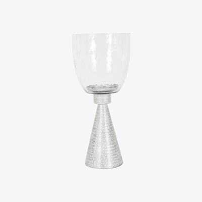 Olivia's Libra Interiors Sandbanks Iron and Hammered Glass Table Hurricane | Outlet / Small