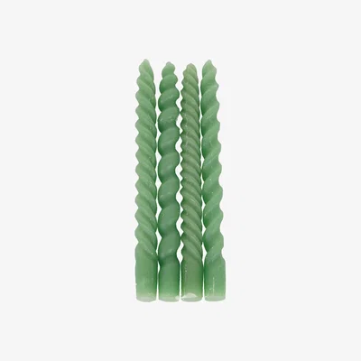 Olivia's Libra Urban Botanic Collection - Set of 4 Twisted Dinner Candles in Green