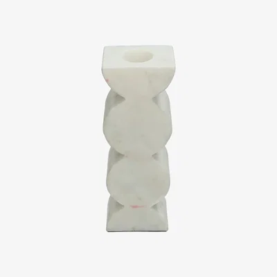 Olivia's Libra White Marble Scallop Candle Stick Holder