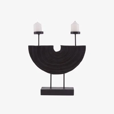 Olivia's Olivia's Wooden Black 2 Candle Holder