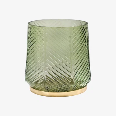 Olivia's Ivyline Elm Embossed Candle Holder Soft Sage