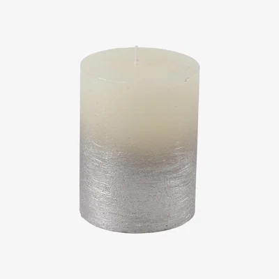 Olivia's Libra Midnight Mayfair Collection - White Pillar Candle With Metallic Silver Ombre Base 10X10 cm