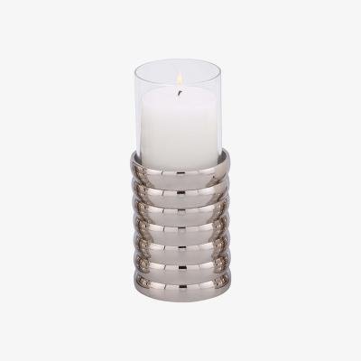 Olivia's Liang & Eimil Pillar Holder Ribbed Nickel Plated Medium