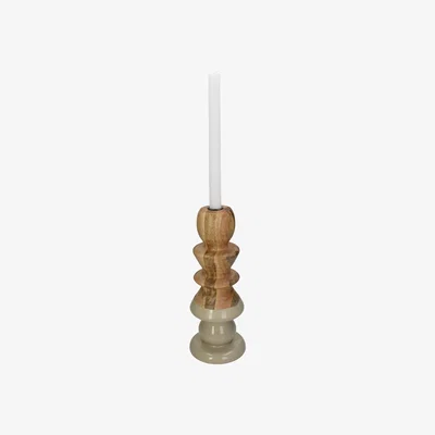 Olivia's Libra Interiors Candle Stick Wood Beige / Small