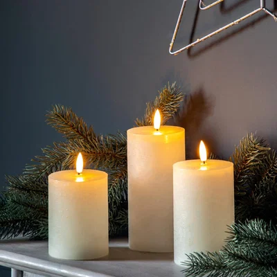 Olivia's Gallery Interiors Set of 3 LED Candle Rustic Ivory