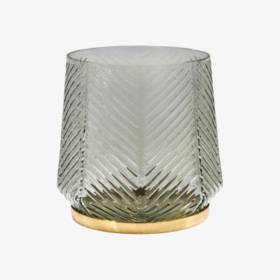 Olivia's Ivyline Elm Embossed Candle Holder Clear Grey