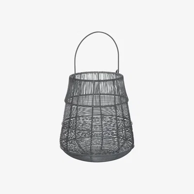 Olivia's Hill Interiors Wire Glowray Conical Lantern in Silver And Grey / Small
