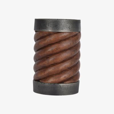 Olivia's Libra Barleytwist Wood And Metal Pillar Candle Holder Small