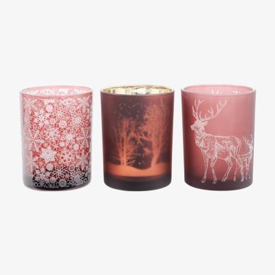 Olivia's Libra Festive Large Set Of 3 Votive Holders Red
