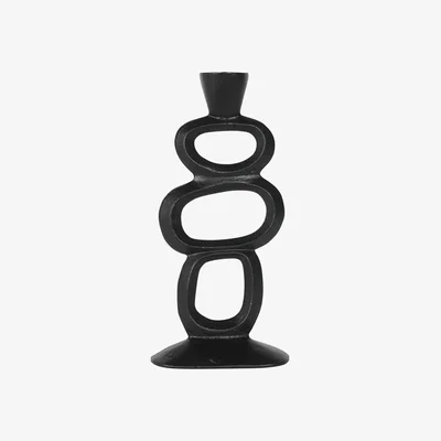 Olivia's Libra Calm Neutral Collection - Organic Sculptural Candle Holder in Black / Large
