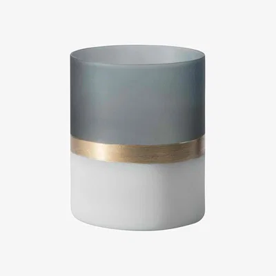 Olivia's Gallery Interiors Candle Holder Votive / White/Grey/Gold / Large, Buxted Frosted