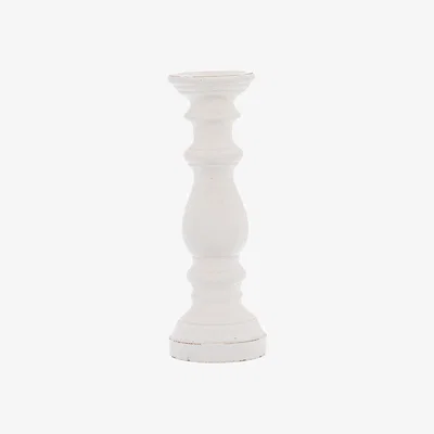 Olivia's Hill Interiors Ceramic Column Candle Holder in Matt White