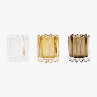 Olivia's Gallery Interiors Set of 3 Castella Tealight Holders in Taupe