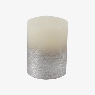 Olivia's Libra Midnight Mayfair Collection - White Pillar Candle With Metallic Silver Ombre Base 10X20 cm