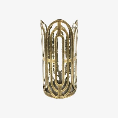 Olivia's Libra Lalique Gold Metal with Glass Insert Candle Holder