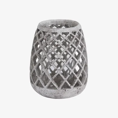 Olivia's Hill Interiors Conical Ceramic Lattice Hurricane Lantern