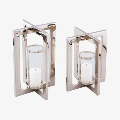 Olivia's Liang & Eimil Steel Hurricane with Glass & Ring - Set of 2
