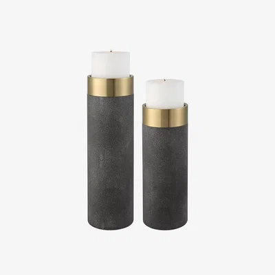 Olivia's Uttermost Wessex Gray Candleholders - Set of 2