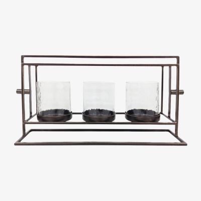 Olivia's Libra Catalan Bronze Gilded Triple Votive Candle Holder