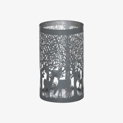 Olivia's Hill Interiors Glowray Stag In Forest Lantern in Silver And Grey