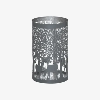 Olivia's Hill Interiors Glowray Stag In Forest Lantern in Silver And Grey