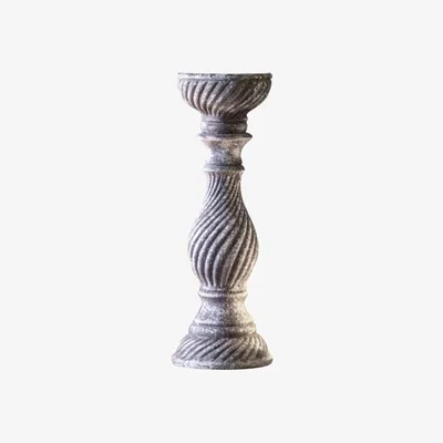 Downtown Amesbury Aged Candlestick - Small In Grey