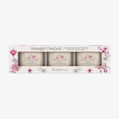 Downtown Yankee Candle Sakura Blossom Festival 3 Filled Votives Gift Set