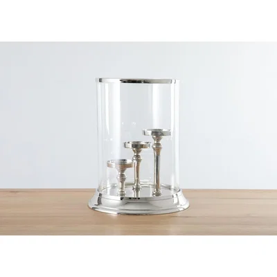 Perch and Parrow Lance Silver and Glass Candle Holder