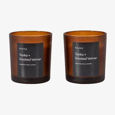Perch and Parrow Aura Scented Candle in Tonka & Smoked Vetiver -  Set of 2