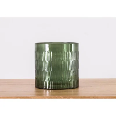 Perch and Parrow Wade Green Tone Glass Candle Holder, Large