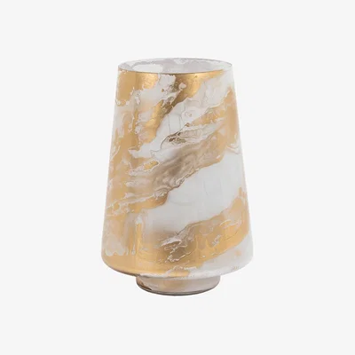 Perch and Parrow Ambient Marble Hurricane Candleholder, Medium