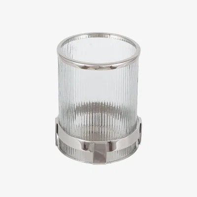 Pagazzi Hurricane Silver Glass Candle Holder