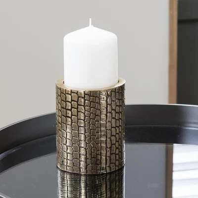 Quatropi Quatropi Round Candle Holder - Brushed Gold 10cm Tall