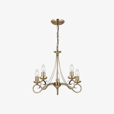 The Range Trafford 5 Light Multi Arm Ceiling Pendant Candle Antique Brass, E14 - Antique Brass