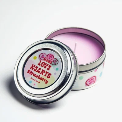 The Range Swizzels Scented Candle 3oz Tin - Love Hearts - Pink