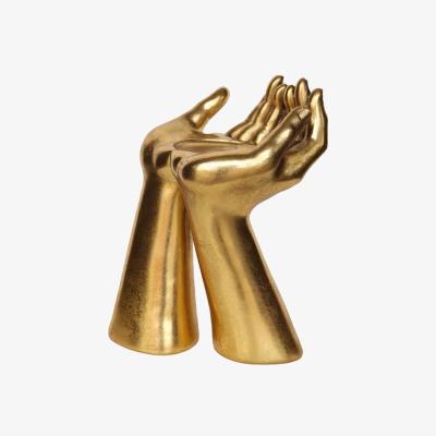 Rockett St George Antique Gold Palm Hand Candle Holder