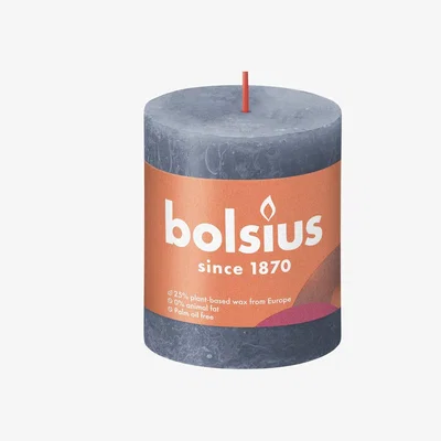 The Range Twilight Blue Bolsius Rustic Shine Pillar Candle (H8 x W6.8 cm) - Twilight