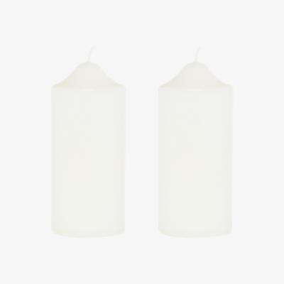 The Range Set of 2 100 Hour Cream Church Pillar Candles (16cm x 7cm )  - Off-White
